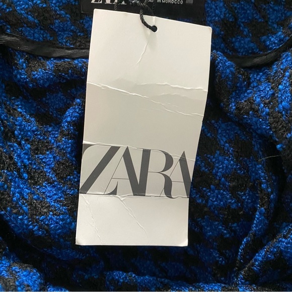Zara Blue Houndstooth Box Pleat Skort Skirt Nwt Size XS - Picture 9 of 16